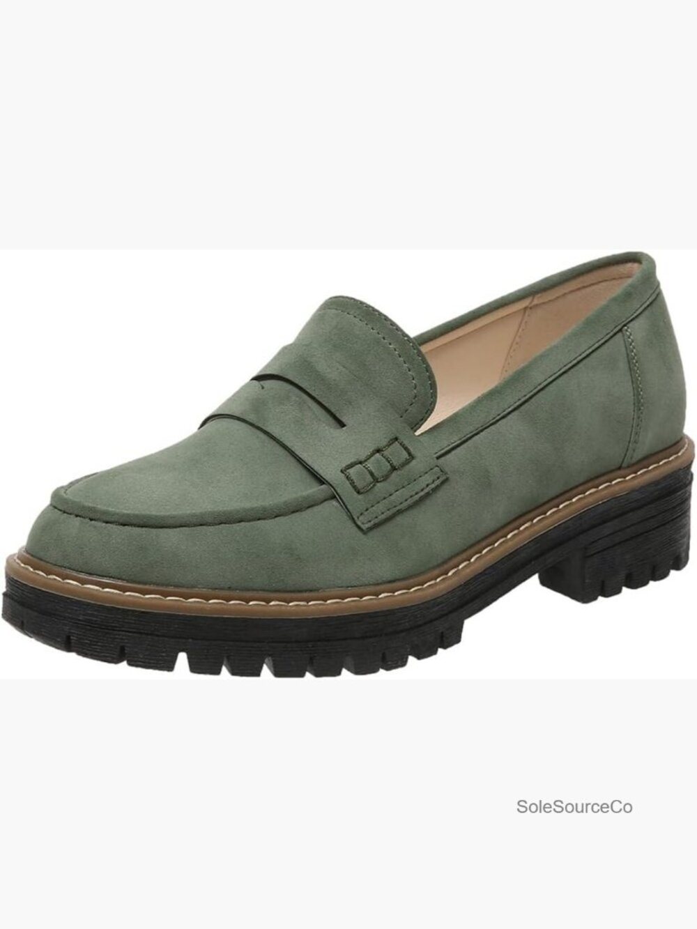 Chunky Lug Sole Penny Loafers Slip On Work Office Casual Dress Shoes